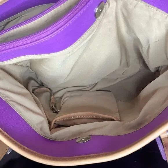 Giani Bernini Saffiano Bright Purple Tote Bag Leather Purse Medium Sized - Picture 11 of 15